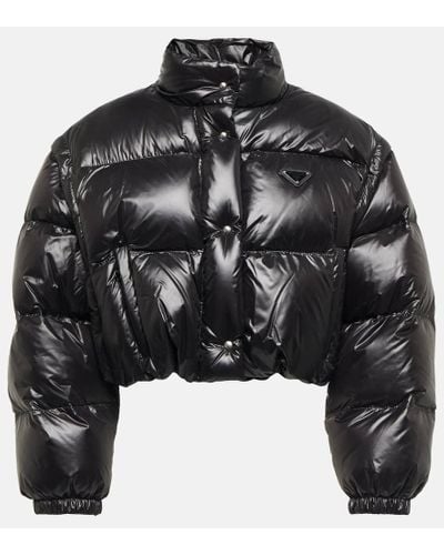 Prada Cropped Daunenjacke aus Re-Nylon - Schwarz