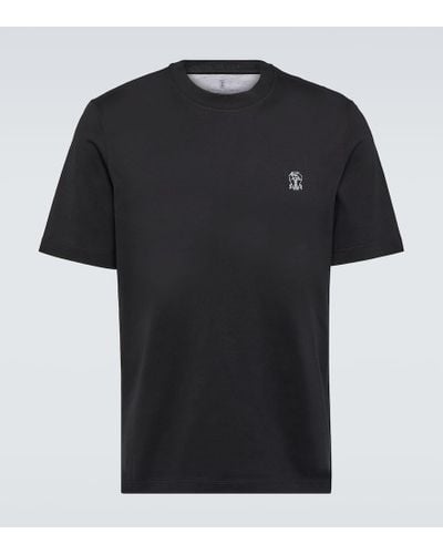 Brunello Cucinelli Camiseta de jersey de algodon - Negro