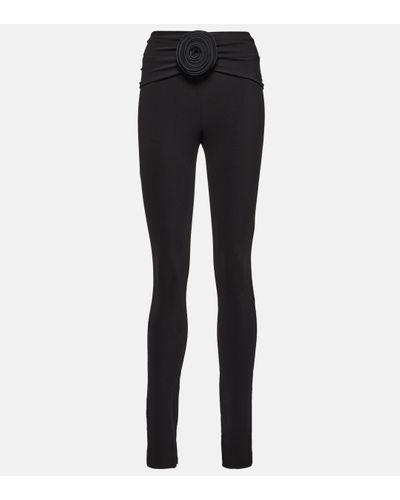 Magda Butrym Floral-applique Jersey Slim leggings - Black