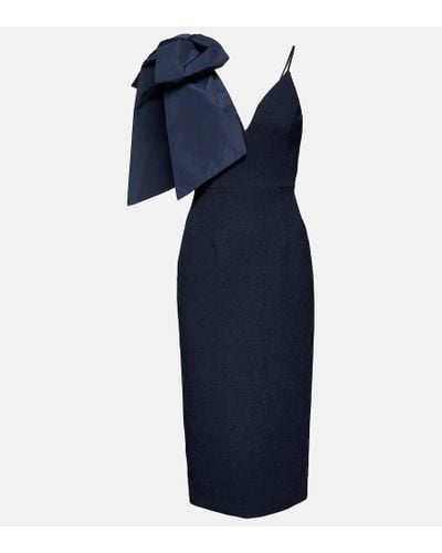 Rebecca Vallance Bon Ami Feather-trimmed Crepe Gown - Blue