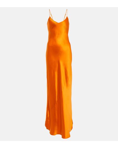 Nili Lotan Cami Silk Satin Slip Dress - Orange