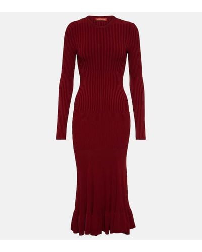 Altuzarra Seyrig Ribbed-knit Midi Dress - Red
