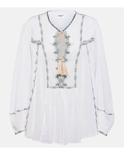 Isabel Marant Silekiage Embroidered Cotton Top - White
