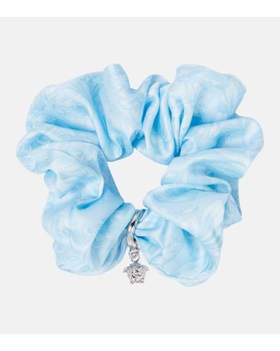 Versace Scrunchie Barocco aus Satin - Blau