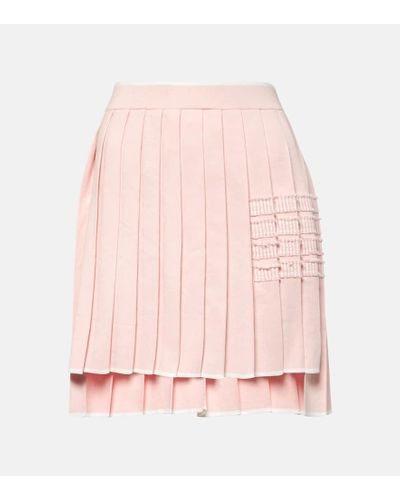 Thom Browne Minifalda de algodon plisada - Rosa