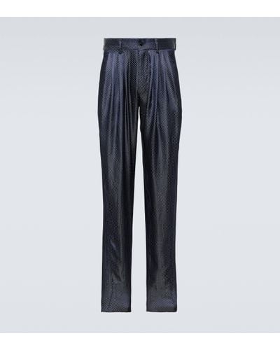 Giorgio Armani Printed Slim Trousers - Blue