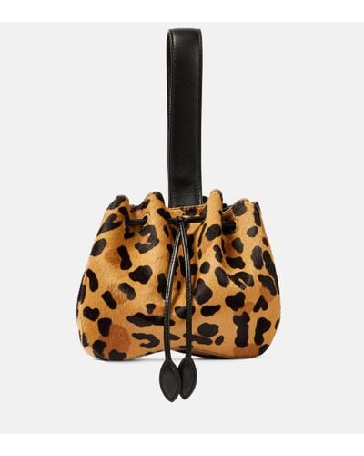 Alaïa Rose Marie Mini Leopard-print Calf Hair Clutch - Metallic