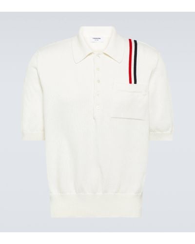 Thom Browne Polo RWB Stripe en coton - Blanc
