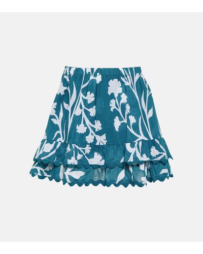 Juliet Dunn Mini-jupe imprimee en coton - Bleu