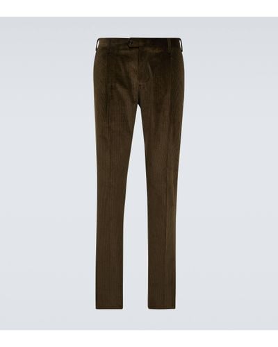 Lardini Corduroy Straight Trousers - Brown