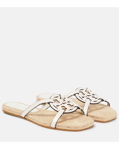 Tory Burch Miller Leather And Jute Sandals - White