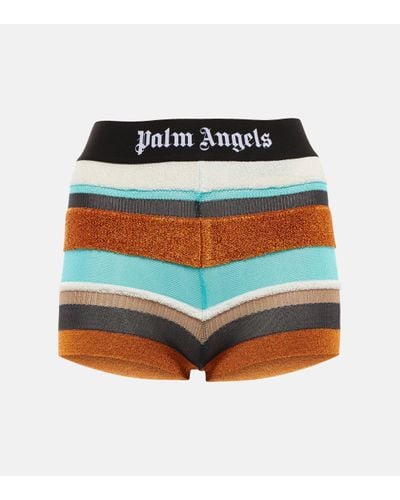 Palm Angels Lurex Striped Knit Shorts - Multicolour