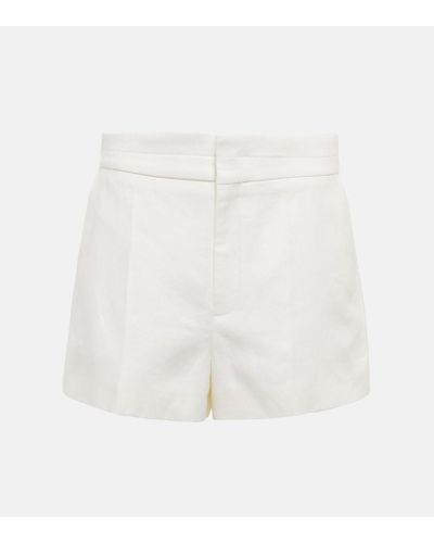 Chloé Shorts en lino de tiro alto - Blanco