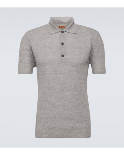 Barena Marco Slissa Linen-blend Polo Shirt - Grey