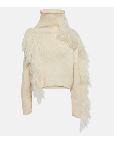 CORDOVA Pullover Ploma in lana con shearling - Neutro