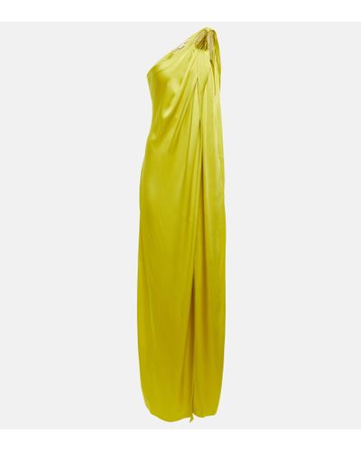 Stella McCartney One-shoulder Embellished Satin Gown - Yellow