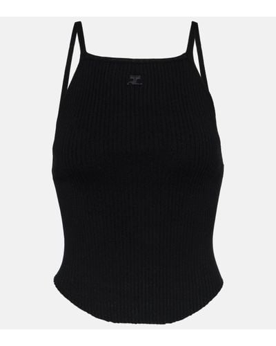 Courreges Ribbed-knit Tank Top - Black
