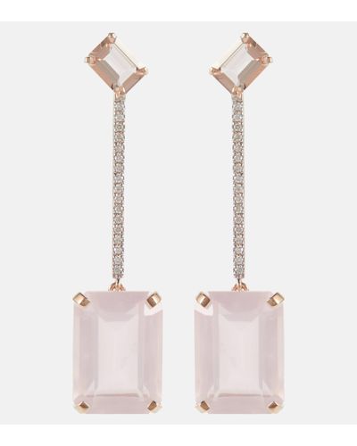 Mateo 14kt Gold Earrings With Morganite, Quartz And Diamonds - Pink