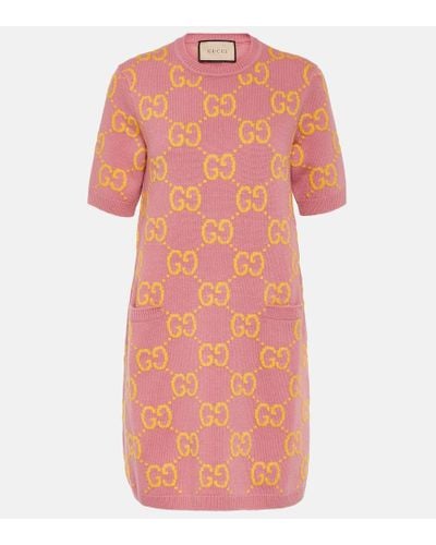 Gucci Minikleid GG aus Wolle - Pink