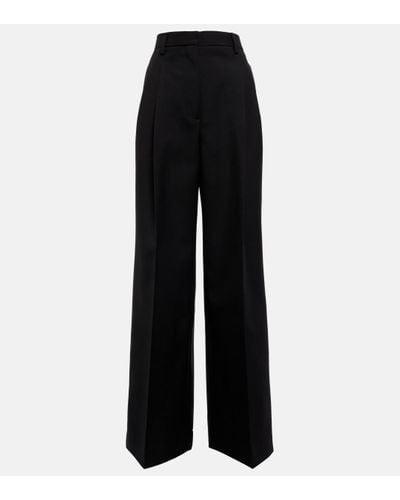 Burberry Madge High-rise Wide-leg Wool Trousers - Black