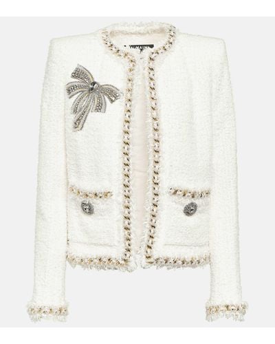 Balmain Embellished Tweed Jacket - White