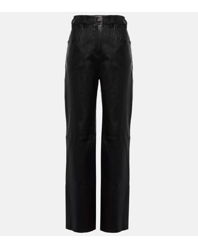 Stouls Benny High-rise Leather Straight Trousers - Black