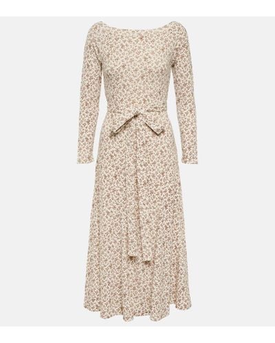 Polo Ralph Lauren Floral Jacquard Cotton Midi Dress - Natural