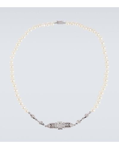 Rainbow K Collier Majesty en or 14 ct, perles et diamants - Blanc