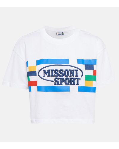 Missoni Embroidered Cropped T-shirt - Blue