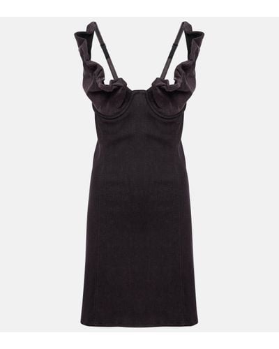 Y. Project Ruffled Denim Minidress - Black