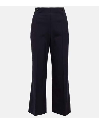 Chloé High-rise Cropped Flared Wool Pants - Blue