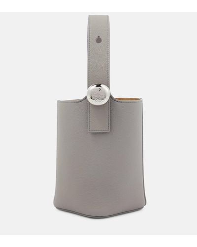 Loewe Pebble Mini Leather Bucket Bag - Grey