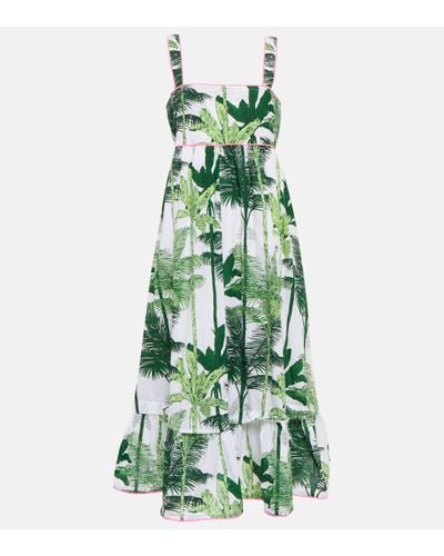 Juliet Dunn Printed Cotton Midi Dress - Green