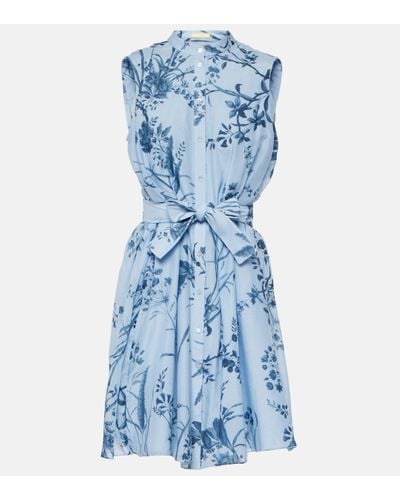 Erdem Printed Cotton Silk Voile Minidress - Blue