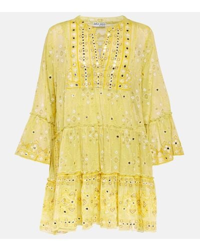 Juliet Dunn Broderie Anglaise Cotton Minidress - Yellow