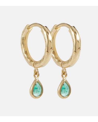 Octavia Elizabeth Charmed Micro Gabby 18kt Gold Earrings With Emeralds - Metallic