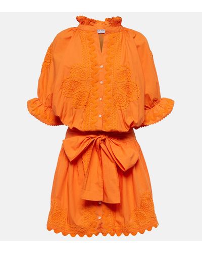 Juliet Dunn Cotton Poplin Shirt Dress - Orange