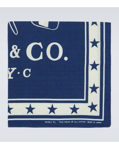 RRL Car Club Printed Cotton Pocket Square - Blue