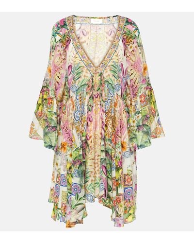 Camilla Printed Silk Crepe Minidress - Multicolour