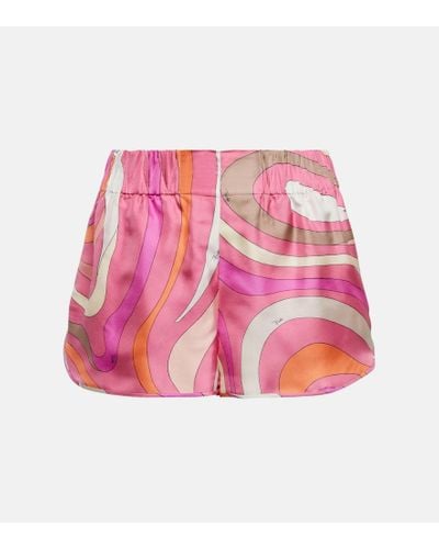 Emilio Pucci Bedruckte Shorts aus Seide - Pink