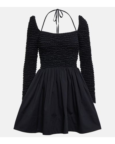 STAUD Gathered Cotton Minidress - Black