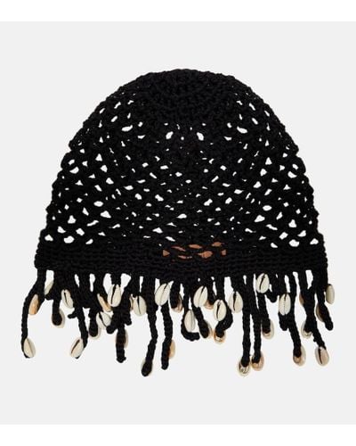 Alanui Mother Nature Embellished Crochet Hat - Black