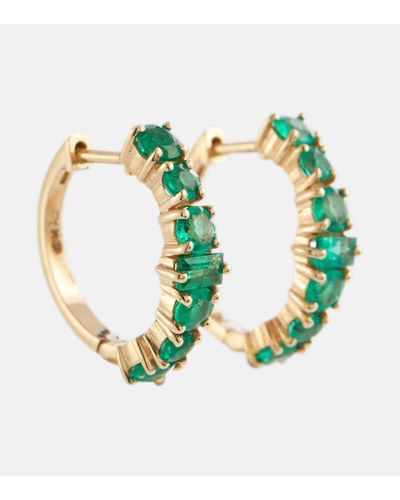 Ileana Makri Rivulet 18kt Gold Hoop Earrings With Emeralds - Green