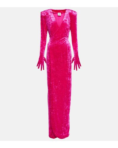 Vetements Diva Gloves Velvet Maxi Dress - Pink