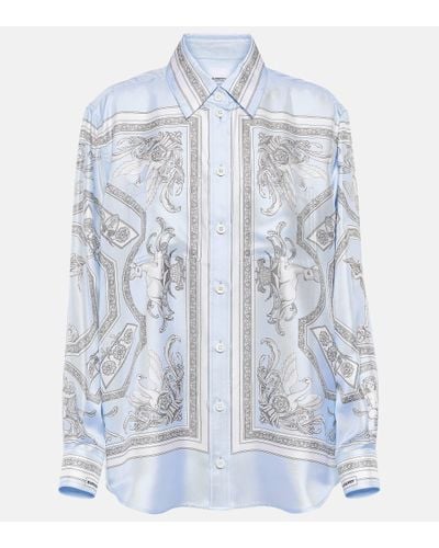 Burberry Ivanna Landmark-print Silk Shirt - Blue