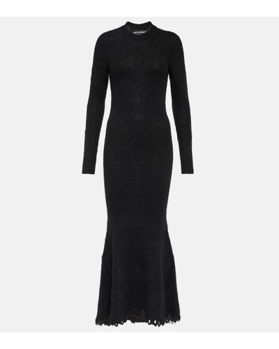 Junya Watanabe Ribbed-knit Wool Blend Maxi Dress - Black