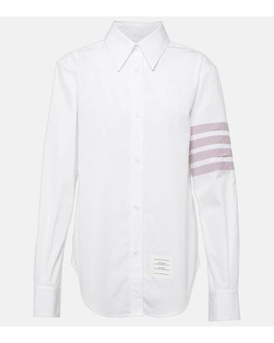Thom Browne Hemd 4-Bar aus Baumwollpopeline - Weiß