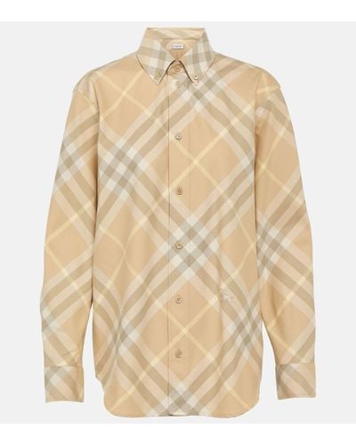 Burberry Check Cotton Twill Shirt - Natural