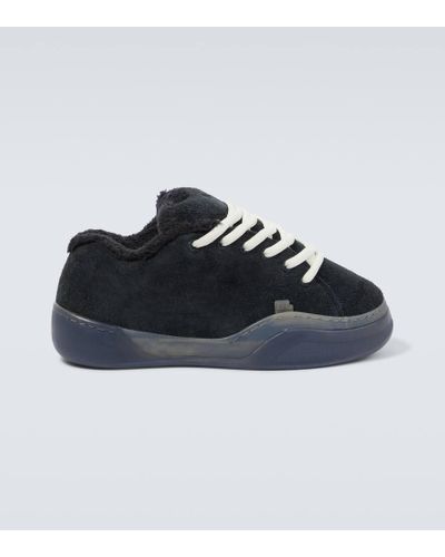 ERL Vamps Skate Terry-trimmed Suede Sneakers - Blue