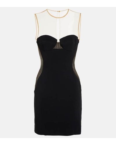 Stella McCartney Mesh-paneled Crepe Minidress - Black
